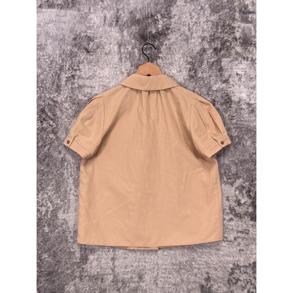 CO Collection Top Large Womens Silk Linen Twill Button Front Blouse - Picture 3 of 8